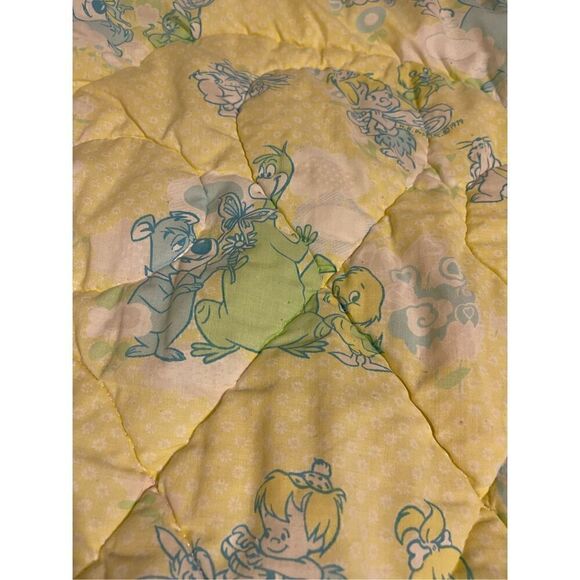 Vintage Baby Blanket The Kendall Co. 1979 Yogi Bear Pebbles Bam Bam Hanna Barber - Picture 6 of 16
